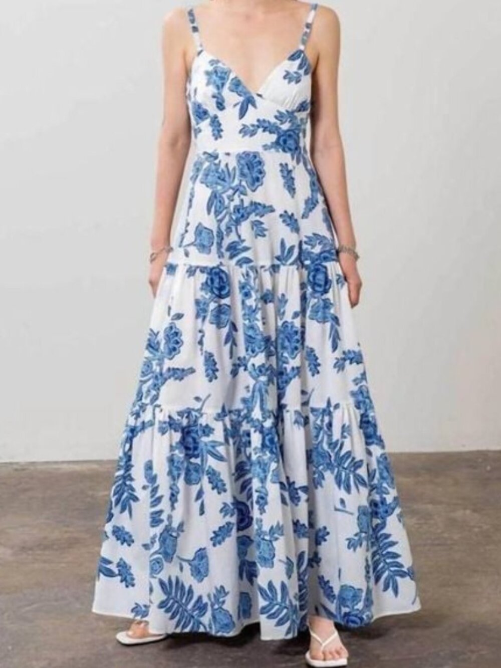 Moon River Plunge Floral Maxi Dress